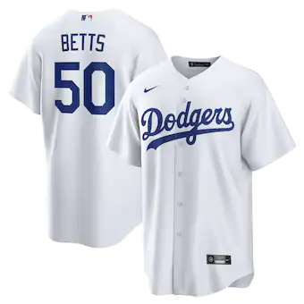 mens nike mookie betts white los angeles dodgers home repli